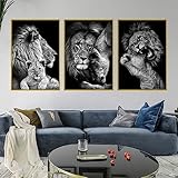 UGZDEA Löwe Leinwand Bilder, Schwarz Weiß Löwe und Löwin Poster Gemälde Tierbilder Modernes Wohnzimmer Schlafzimmer Home Decor - Ohne Rahmen (No Framed-4, 3 * 40x60cm)