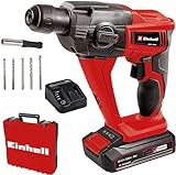 Einhell Akku-Bohrhammer TE-HD 18 Li Kit (1x2,5 Ah) Power X-Change (Li-Ion, 18 V, 1,2 J, SDS-Plus-Aufnahme, 12 mm Bohrleistung Beton, inkl. 2,5 Ah Akku, Ladegerät, 5 Bohrer, Koffer)