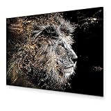 murando - Wandbilder XXL Löwe 120x80 cm 1 tlg Bilder Leinwandbild Leinwand Wand Deko Bilder Wohnzimmer Bild Schlafzimmer Leinwandbilder Wandbild Groß - Tier Kopf Schwarz Grau Abstrakt g-C-0351-b-a