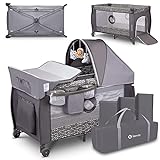 Lionelo Sven Plus 4 in 1 Baby Bett Laufstall Baby ab Geburt bis 15 kg Wickelauflage Moskitonetz luftige Seitenwände mit Seiteneingang Tragetasche zusammenklappbar