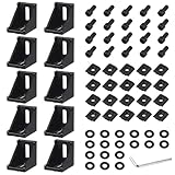 10x EYPINS Befestigungsmaterial Winkel Schwarz, Aluprofil 30x30 Nut 8 Winkelverbinder Eckwinkel Eckverbinder Wandhalter 90° Winkel Raster für Strebenprofil 3D-Drucker CNC-Router DIY-Projekte