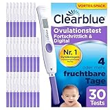 Clearblue Kinderwunsch Ovulationstest Kit, 30 Tests Plus 1 digitale Testhalterung, Fruchtbarkeitstest für Frauen, Eisprung, Fortschrittlich & Digital (testet 2 Hormone), schneller schwanger werden