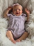 ROSHUAN Lächelnde realistische Babypuppen 50,8 cm lebensechte Reborn Babypuppen Vinyl Ganzkörper weich anatomisch korrekt Baby Mädchen echt aussehende Neugeborene Babys Puppen mit Fütterungsspielzeug