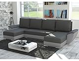 Easy4You Fly Grau/Hellgrau Ecksofa U-Form 332 x 72 x 140 cm mit Schlaffunktion und Stauraum - Schlafsofa mit Bettkasten - Moderne Wohnzimmermöbel – Stoff: Mikrophase 27/14