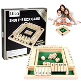 Shut The Box Spiel, 4 Spieler Würfelspiel, Brettspiel aus Holz, Klassisch Mathematik Holzspiele, Klappbrett Spiel, Family Brettspiele, Urlaub unterhaltsames Spiel (A)