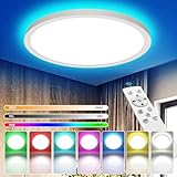 YiLaie LED Deckenleuchte Dimmbar mit Fernbedienung 24W 3840LM RGB Deckenlampe Farbwechsel,IP44 Wasserdicht Badezimmer Lampe,3000K-6500K Rund Lampe Decke für Kinderzimmer Wohnzimmer Schlafzimmer