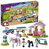 LEGO 41441 Friends Trainingskoppel und Pferdeanhänger, Pferd Spielzeug ab 4 Jahre für Mädchen und Jungen mit Pferdestall
