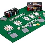 GAMES PLANET Pokerset in Metallbox, 200 Poker Chips, 2 Decks, Dealer Button, Small Blind, Big Blind, Spielmatte Texas Holdem