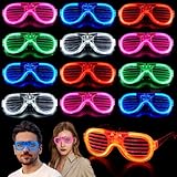 Mikulala 12 Stück Led Brille für Party Neon Partybrille Leuchtbrille Rave Shutter Shades Brille Festival Outfit Partyzubehör für Kindergeschenk