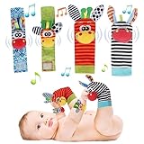 ACCEVO 4Pcs Rassel Baby Socken Babyspielzeug Handgelenk Und Neugeborenen-Spielzeug für Babys, Mädchen, Jungen Frühe Bildung Spielzeug für Neugeborene Kleinkinder Spielzeug für Babyspielzeug 0-6 Monate