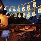 Cnulenzt Solar lichterkette aussen, 16 Glühbirnen 8M/8 Modi Solar Lichterkette for Außen mit Hanfseil, IP65 Wasserdich,für Garten, Balkon, Hochzeit, Party (Warm Weiß)
