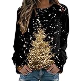 Ugly Christmas Sweater Damen Damen Kapuzenpullover Casual Langarm Karierten Kordelzug Jacquard Hooded Sweat Mit Fleece Innenseite Hoodiejacke T-Shirts Für Damen Shirts Shirt Gold