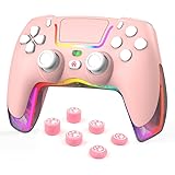 RALAN Pink Wireless Controller kompatibel mit PS4/Pro/Slim/für PS4 Dualshock 4 Gamepad mit Einstellbarer LED-Beleuchtung, 3,5 mm Audioanschluss und Touchpad