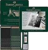 Faber-Castell 115224 - Bleistifte Set Pitt Graphite Matt & Castell 9000, 20-teilig, inkl. Papierwischer, Radierer, Knetradierer und Spitzer
