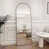 Koonmi Bogen Ganzkörperspiegel, 44 x 147 cm Gewölbter Standspiegel Groß in voller Länge, an der Wand montiert, lehnend, Bodenspiegel Ganzkörper als Ankleide Eitelkeitsspiegel für Wohnzimmer, Schwarz