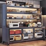 Mikrowellenständer mit 6 Ebenen, Bäckerregal mit Aufbewahrungsschrank, perfekt für Zuhause, Büro, Speisekammer, Garage, platzsparender Organizer