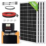 ECO-Worthy 2 kW·h/Tag Solarmodul System mit 480 Watt 24 Volt Solarpanel Kit für netzunabhängige: 4 Stücke 120W Solarmodul + 30A Solarladeregler + 1500W 24V Wechselrichter