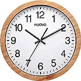 NUOVO 10 Zoll hölzerne runde Wanduhr Stille und Nicht tickende Retro Wanduhr für Wohnzimmer Schlafzimmer Küche (26 cm / 10')