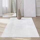 Mia´s Teppiche Rosy - stilvoller 3D Teppich mit Anti-Rutsch-Rücken, flauschig, rutschfest und pflegeleicht, Weiß, 120 x 160 cm