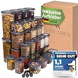 Viwares Vorratsdosen mit Deckel luftdicht - 36er Vorratsbehälter Set - Luftdichte Vorratsdosen für Gewürze Müsli Mehl Aufbewahrung Küche - Praktische Aufbewahrungsbox Küche für Lebensmittel