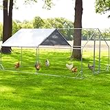 zooprinz XXL Freilaufgehege aus Metall mit Sonnendach/Regenschutz für Hühner – Außengehege als Auslauf Voliere Hühnerstall oder Hasenstall, Kleintiergehege – In 3 Größen (400x300x195cm)