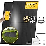 EPP Solar® 850W Balkonkraftwerk 800W komplett Steckdose - Inklusive Halterung - Balkonkraftwerk 800 Watt upgradebarer Wechselrichter 600W/800W (850W Balkonkraftwerk)