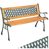 tectake® 2-Sitzer Gartenbank wetterfest, Gartenbank Holz im Landhausstil für Wintergarten Möbel, als romantische Balkonbank, Holzbank Garten, Gartenmöbel Bänke 128 x 51 x 73 cm