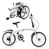 SABUIDDS 20 Zoll Faltrad, Klapprad mit 7 Gang-Schaltung Klappfahrrad für Damen und Herren Erwachsene Folding City Bike geeignet ab 135 cm-180 cm für Sport Outdoor Radfahren Pendeln, Weiß