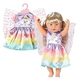 BABY born Einhorn Feen Outfit, buntes Puppenkostüm mit Flügeln und Einhorn-Motiv für 43 cm Puppen, 829301 Zapf Creation