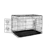 lionto Tiertransportbox für Hunde und Katzen, vielseitiger Transportkäfig mit hygienischer Kunststoffwanne, 76x49x56 cm, Hundebox aus Metall mit stabilen Sicherheitsverschlüssen & Trennwand, schwarz