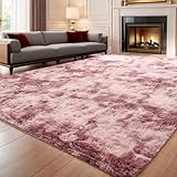 ISMOL Weicher Flauschiger Zottelteppich Wohnzimmer Schlafzimmer Flächenteppich Waschbarer Rutschfester Teppich Im Freien Flur Moderner Dekorativer Teppich(rosa gekoppelt, 60x120cm)
