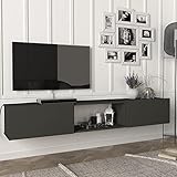 [en.casa] Fernsehschrank Paltamo Fernsehtisch mit 3 Fächern Lowboard 180x31x29,5cm hängend TV-Board Anthrazit