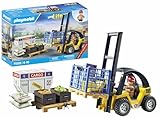 PLAYMOBIL MyLife 71528 Promo Pack Gabelstapler mit Fracht, aufregende Logistikarbeiten am Hafen, inklusive Paletten und zahlreichen Lagerbeständen, detailreiches Spielzeug für Kinder ab 4 Jahren