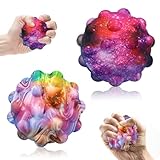 2 Stück Pop it Ball Fidget Spielzeug, Popit Anti Stress Bälle, 3D Silikon Fidget Antistressball, Push Bubble Sensorisches Squeeze Spielzeug, Stressball für Kinder Erwachsene Teens