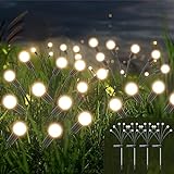 Firefly Solar Gartenleuchten,4 Stück Glühwürmchen Lichter Wasserdicht Swinging Garten Lichter,Swinging Solar Pathway Lights Solarleuchten für Garten für Garten, Außenbereich, Hof Dekorative