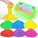 Kinetischer Sand Set-Spielsand with 6 Farbe，Knetsand Sandbox Mit Deckel für Kinder 3 4 5 6 7+ Jahre Alt