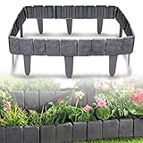 XMTECH Anthrazit Rasenkante in Steinoptik, 5 m Beetumrandung Mähkante Randsteine aus Kunststoff, Beeteinfassung Gartenzaun, 1 Element (L x H): 25x 23cm - 20 Stück