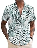 COOFANDY Herren Hawaiihemd Kurzarm Freizeithemd Urlaub Sommerhemd Bedruckter Strand Hawaii Hemd PAT3 XL