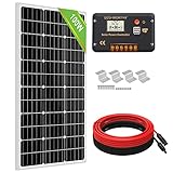 ECO-WORTHY 100W 12V Solarpanel-Kit mit Solarladeregler & 5m Solarkabel & Z-Halterungen für Wohnmobil