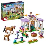 LEGO Friends Reitschule Set mit 2 Spielzeug-Pferden, Aliya und Mia Mini-Puppen, Reitstall- und Pferdespielzeug, Tierpflege-Geschenk für Kinder, Mädchen und Jungen ab 4 Jahre 41746