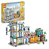 LEGO Creator 3-in-1 Hauptstraße zu Art-déco-Hochhaus oder Marktstraße Modellbau-Set, Konstruktionsspielzeug mit Hotel, Café, Wohnungen und Geschäften, kreativer Modellbausatz, Geschenkidee 31141