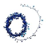 Oblique Unique® Folien Girlande Stern Lametta Glitzer Draht 7,5m Hängedeko Tischdeko Geburtstag Jubiläum JGA Hochzeit Weihnachten Silvester Party Karneval Fasching Deko - wählbar (Blau)