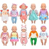 10 Sets Baby Puppe Kleidung Zubehör Spiel Set für 43cm / 17 Zoll Neugeborene Babypuppen (Keine Puppe)