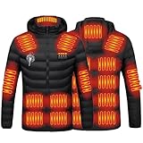 Beheizbare Jacke Herren Damen Heizjacke Jacke mit Heizung USB Elektrische Beheizte Jacke mit 19 Heizzonen Winterjacke Beheizbare Weste Pufferjacke Heizmantel Kapuze Funktionsjacke Outdoorjacke