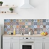 CREARREDA Küchenrückwand für Küche, Marmor 180x60 cm 100% Made in Italy Küchenrückwand mit ungiftiger Tinte, Spritzschutz Pfannen schwer entflammbar und wasserbeständig