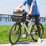 Petsfit Fahrradkorb Vorne für Hunde,Haustier Fahrradtasche Fahrrad Hundekorb für Kleine Hunde und Katzen,Schnellentriegelung, einfache Installation,schwarz