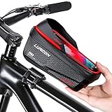 LUROON Fahrradhalterung Handy Halterung Halter Wasserdicht Fahrradlenker Tasche Fahrradtasche mit Regenhaube Fahrrad Rahmentasche Lenkertasche Handytasche für Smartphone bis zu 6.9 Zoll (Rot)