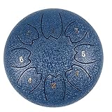 Surwin Rain Drum Wasserdichte Regentrommel, 6 Zoll 8 Noten Zungentrommel, Garten Tongue Drum Outdoor Stahlzungentrommel, Chakra Drum für Meditation Yoga (Tibetisch Blau)