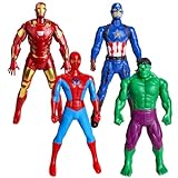 Marvel Avengers Figure 18 cm, 4 Stück Superhelden Figuren, Spider, Hulk, Iron Man und Captain America Anime Statue Model Actionfigur, Marvel Spielzeug Superhelden Doll Collectibles