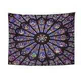 Nicknocks Notre Dame Cathedral Paris Home Tapestry Rose Window Wall Hanging for Living Room